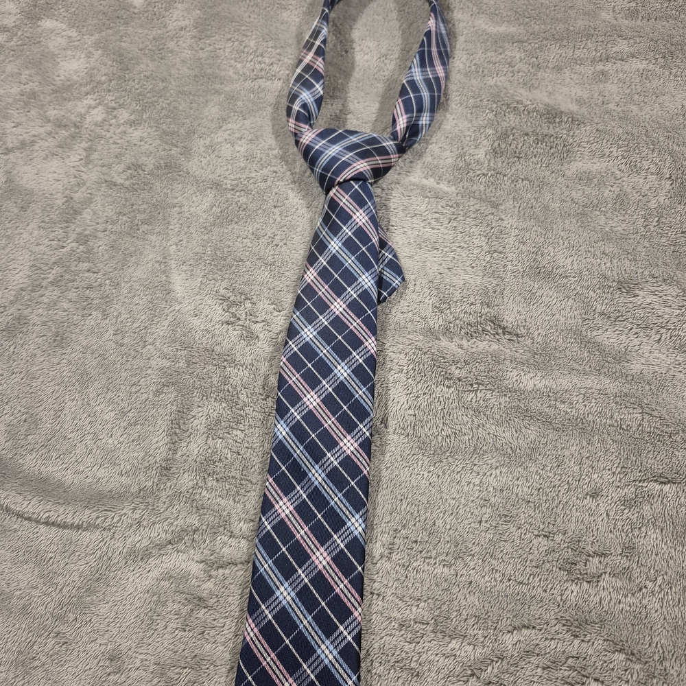 Izod Navy and Pink Plaid Tie